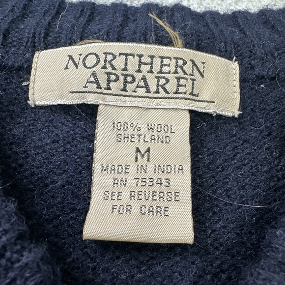 Vtg Northern Apparel 100% Wool Sweater Men Medium Blue Argyle Grandpa - Picture 2 of 16